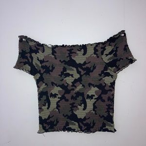 Rue21 camo off the shoulder top